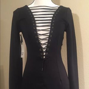 BB Dakota black dress long sleeve v-neck Small
